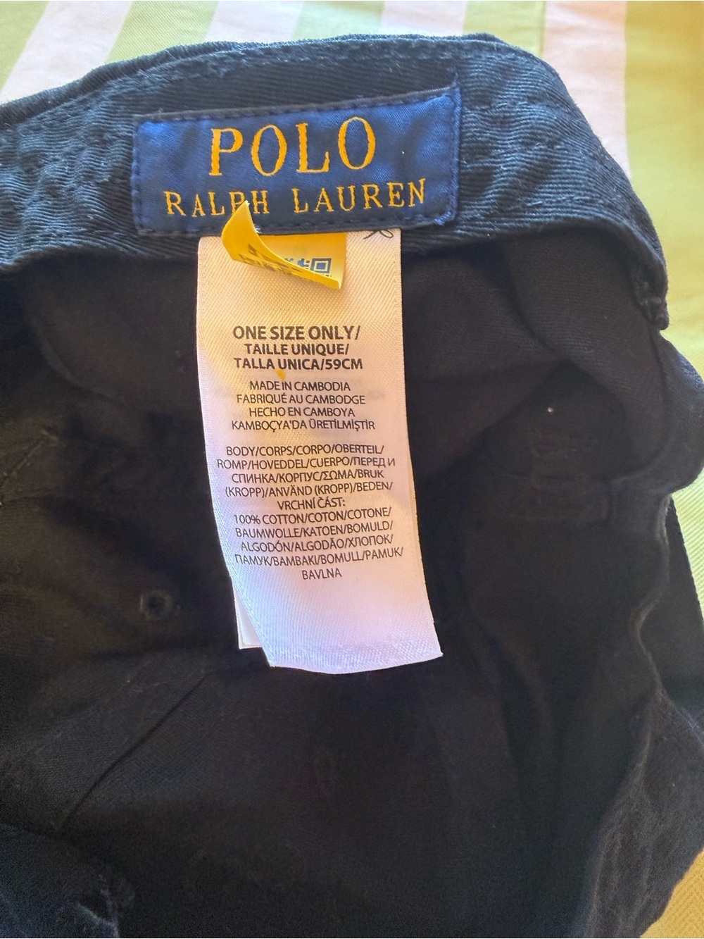 Polo Ralph Lauren big pony all black twill baseball cap hat OS EUC - Picture 3 of 4